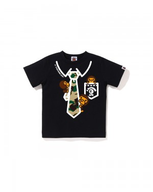 Bape 1st Baby Milo Neck Tie Print Lasten Topit Mustat | NEZ-320567