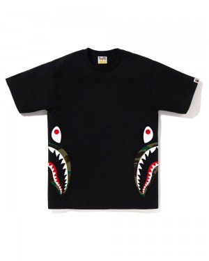 Bape 1st Side Shark Miesten T Paidat Mustat | GAJ-046158