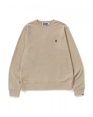 Bape Ape Head One Point Crewneck Miesten Collegepaita Beige | YQP-286935