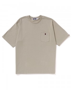 Bape Ape Head One Point Relaxed Fit Pocket Miesten T Paidat Beige | IAM-502734