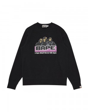 Bape Archive Crewneck Miesten Collegepaita Mustat | AJP-680917