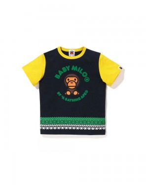 Bape Baby Milo Nordic Print Lasten Topit Laivastonsininen Sininen | KYD-470613