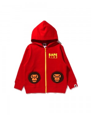 Bape Baby Milo Pocket Zip Hoodie Lasten Topit Vaaleanpunainen | BZD-612804