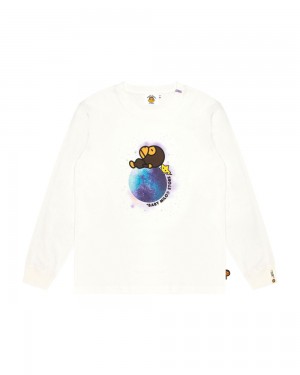 Bape Baby Milo graphic long sleeve Naisten T Paidat Valkoinen | FYW-743801