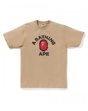 Bape Brush College Miesten T Paidat Beige | GIU-428103