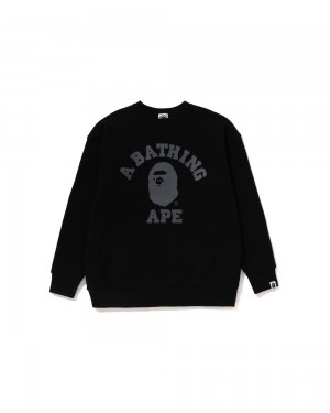 Bape College Crewneck Jr Lasten Topit Mustat | SJM-304761