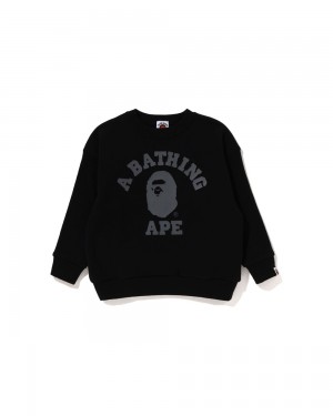 Bape College Crewneck Lasten Topit Mustat | ICX-482093