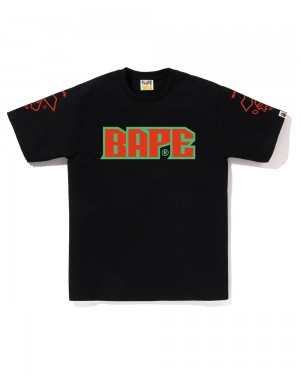 Bape Football Miesten T Paidat Mustat | LAH-941805