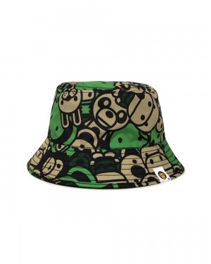 Bape Graafinen bucket Naisten Hatut Vihreä Khaki | GBC-745092