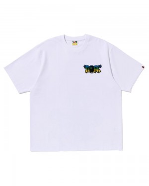 Bape Graffiti Brush Applique Miesten T Paidat Valkoinen | XWR-107386