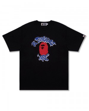 Bape Graffiti College Miesten T Paidat Mustat | EJI-724618