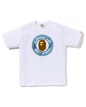 Bape Honeycomb Busy Works Miesten T Paidat Valkoinen | QXE-794853