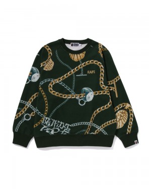 Bape Jewels Crewneck Miesten Collegepaita Syvä Vihreä | WYM-712398