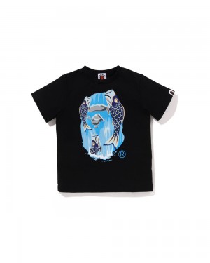 Bape Koinobori Waterfall Ape Head Lasten Topit Mustat | FQZ-276149