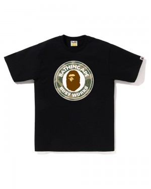 Bape Layered Line Busy Works Miesten T Paidat Mustat | DRJ-843025