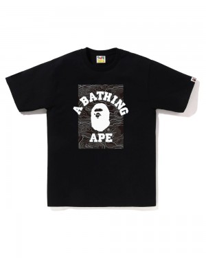 Bape Layered Line On College Miesten T Paidat Mustat | SWJ-097856