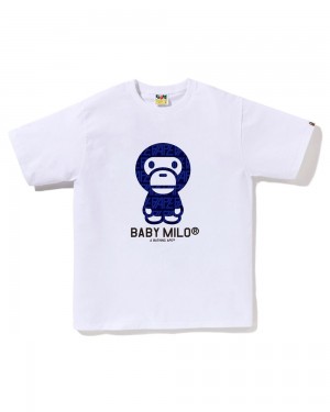 Bape Logo Monogram Baby Milo Miesten T Paidat Valkoinen | QFX-743612