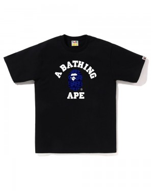 Bape Logo Monogram College Miesten T Paidat Mustat | QPV-192374