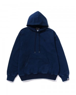 Bape Logo Ribbing Pullover Hoodie Miesten Collegepaita Laivastonsininen Sininen | VYF-145978