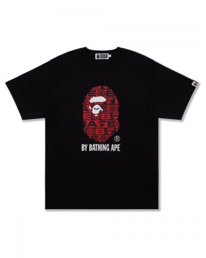 Bape Lux Urheilu Pattern By Bathing Ape Miesten T Paidat Mustat | CJN-429056