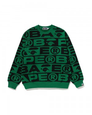 Bape Lux Urheilu Pattern Oversized Crewneck Miesten Collegepaita Turkoosi | TSX-201876