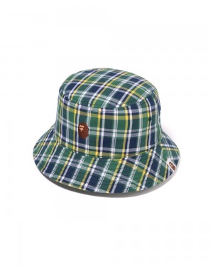 Bape Mini Check Bucket Miesten Hatut Vaaleanvihreä | WKH-035241