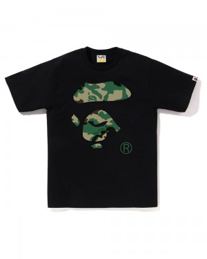 Bape Woodland Ape Face Miesten T Paidat Mustat | GRJ-685324