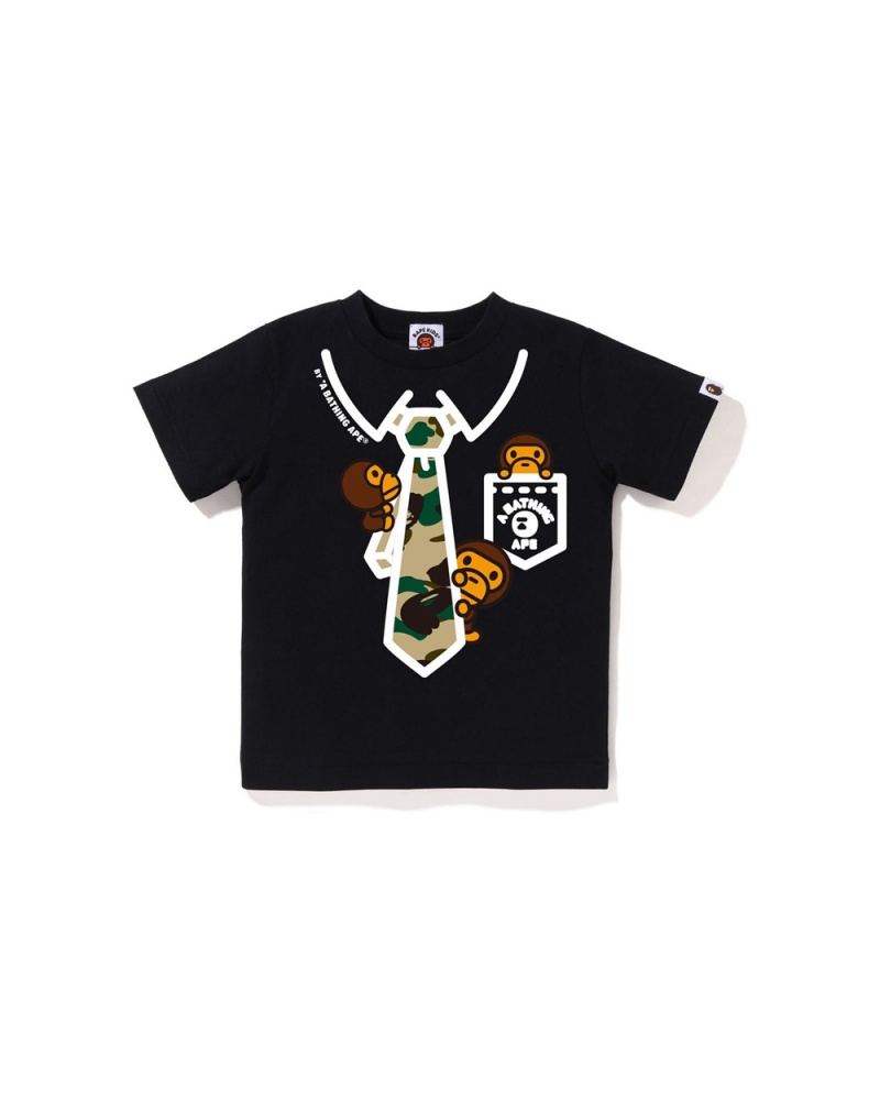 Bape 1st Baby Milo Neck Tie Print Lasten Topit Mustat | NEZ-320567