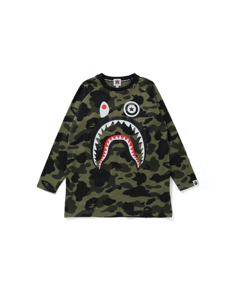 Bape 1st Shark 3/4 Sleeve Lasten Topit Vihreä | FEC-057289