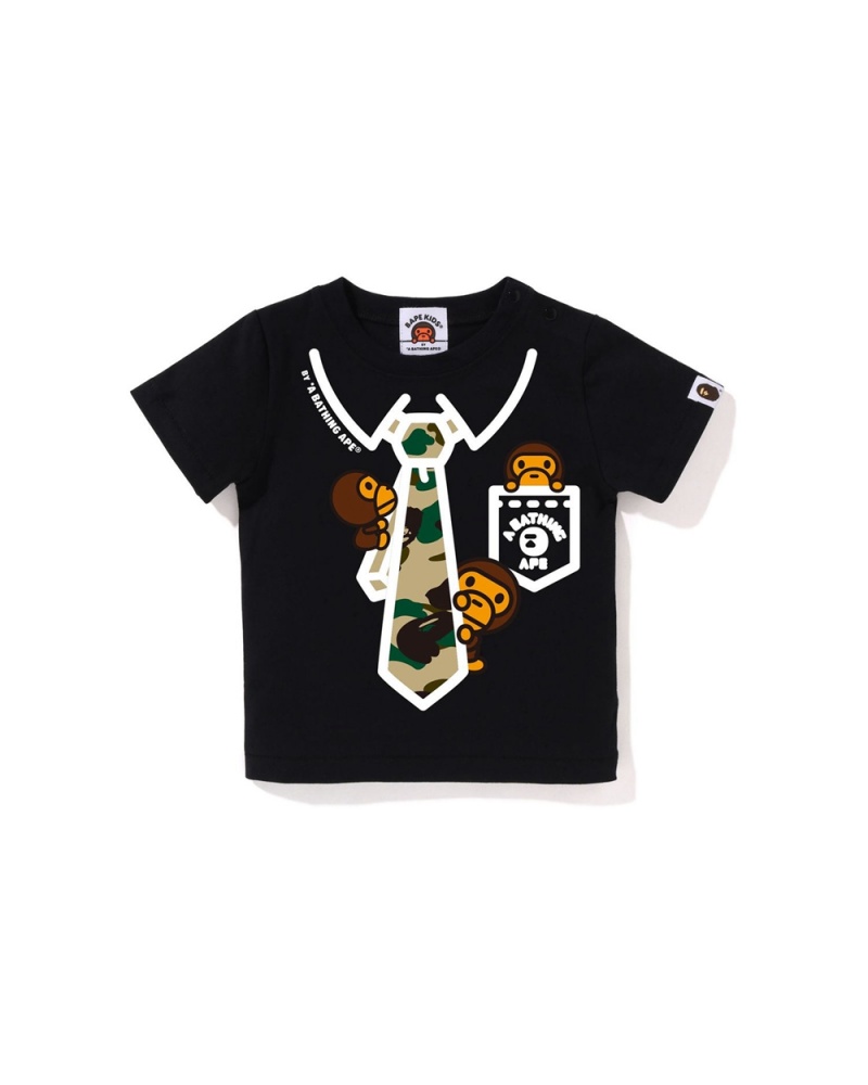 Bape Babies 1st Baby Milo Neck Tie Print Lasten Topit Mustat | TSY-948120