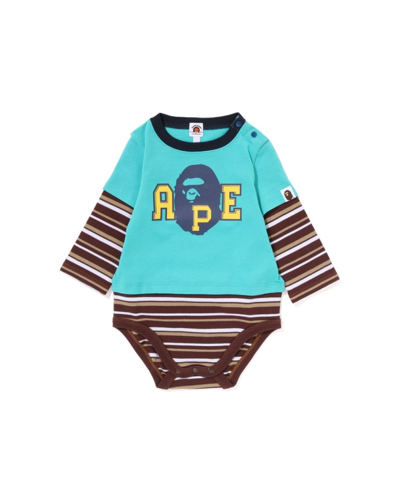 Bape Babies Hoop Ape Head Layered Lasten Jumpsuit Vaaleanvihreä | TIO-741628