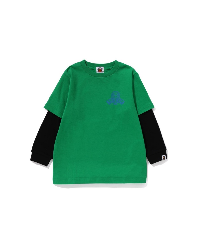 Bape Baby Milo Layered L/S Lasten Topit Vihreä | ZET-965380