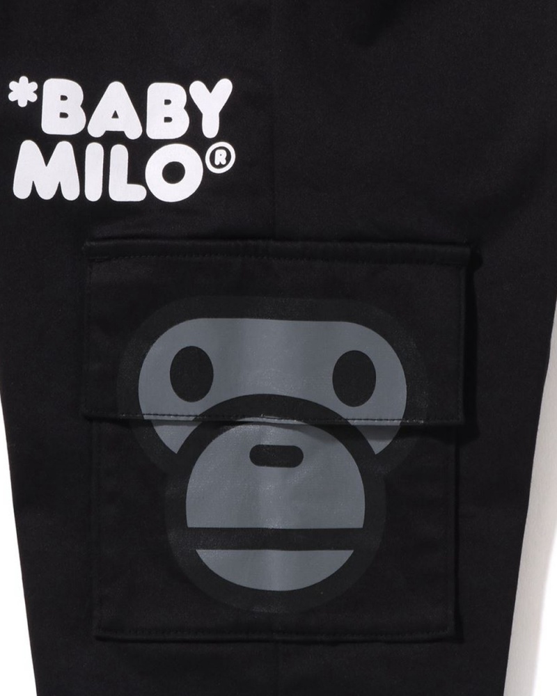 Bape Baby Milo Side Pocket Face Lasten Housut Mustat | NPV-681539