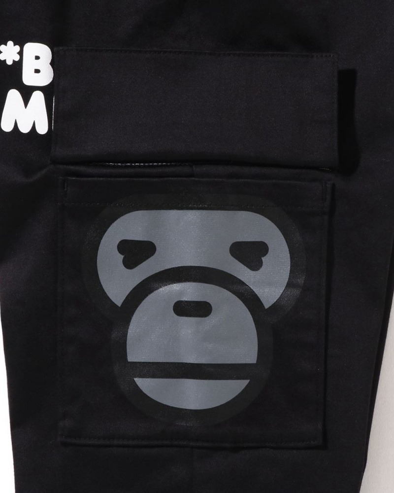 Bape Baby Milo Side Pocket Face Lasten Housut Mustat | NPV-681539