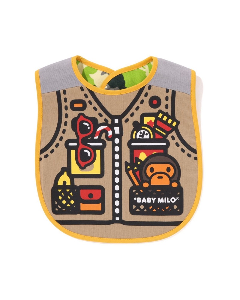 Bape Baby Woodland Milo Fishing Vest Print Reversible Bib Lasten Topit Beige | CER-801495