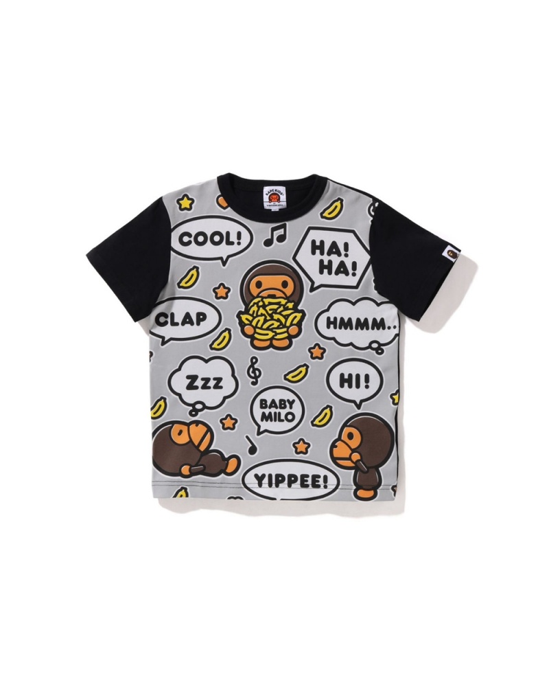 Bape Big Baby Milo Speech Balloon Lasten Topit Mustat | FMH-809147