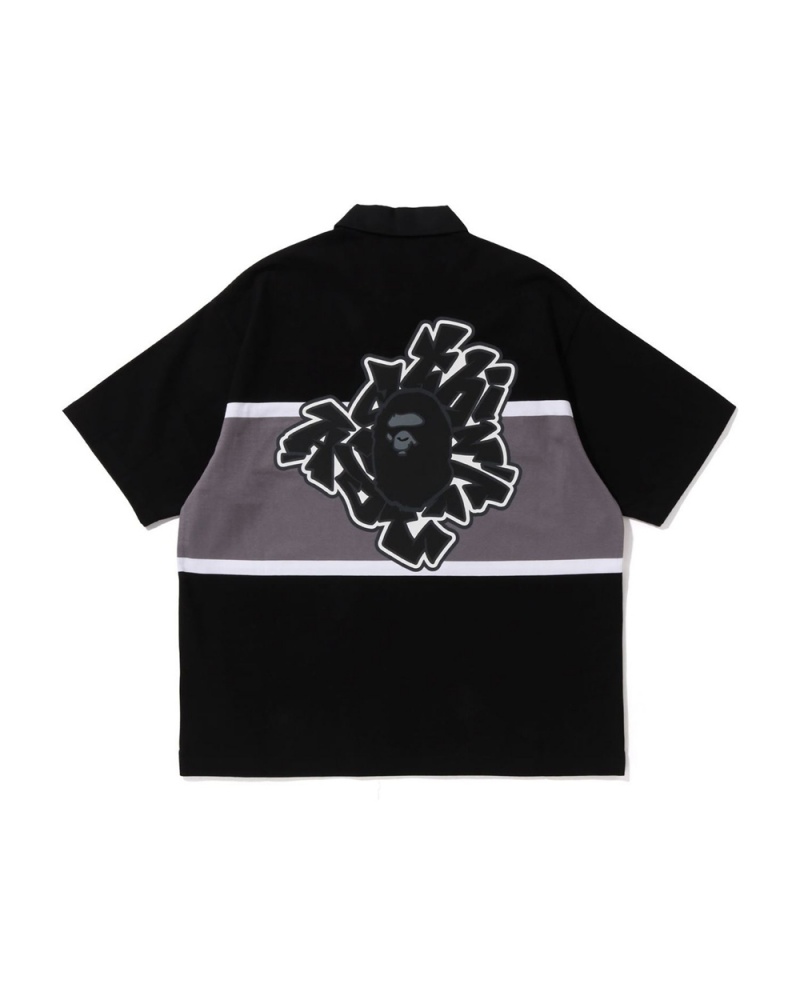 Bape Blocking Oversized Rugby Polo Miesten T Paidat Mustat | XGW-067984