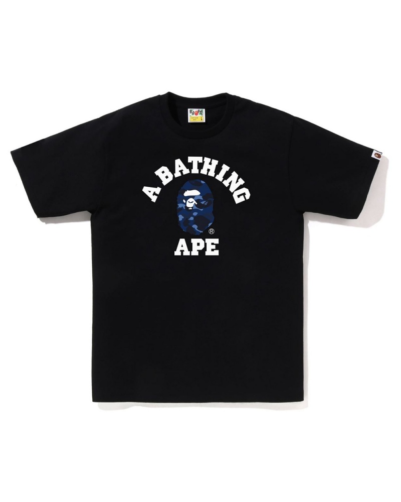 Bape College Miesten T Paidat Mustat | RDH-396015