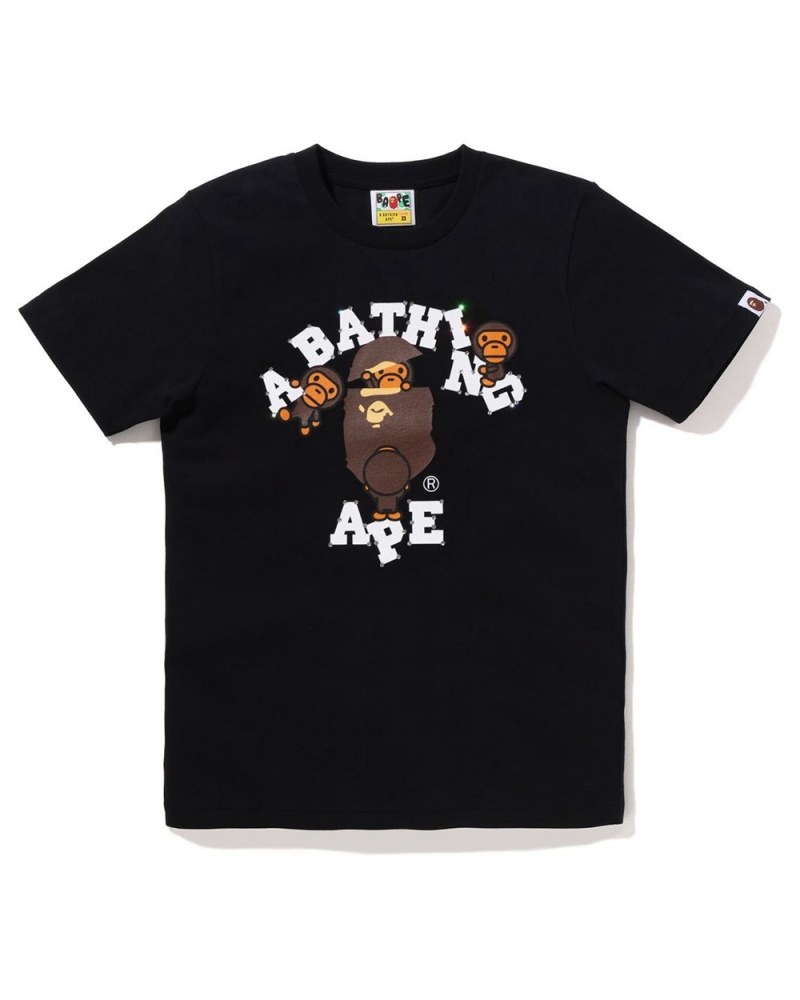 Bape Crystal Stone College Milo Naisten T Paidat Mustat | GVE-801395