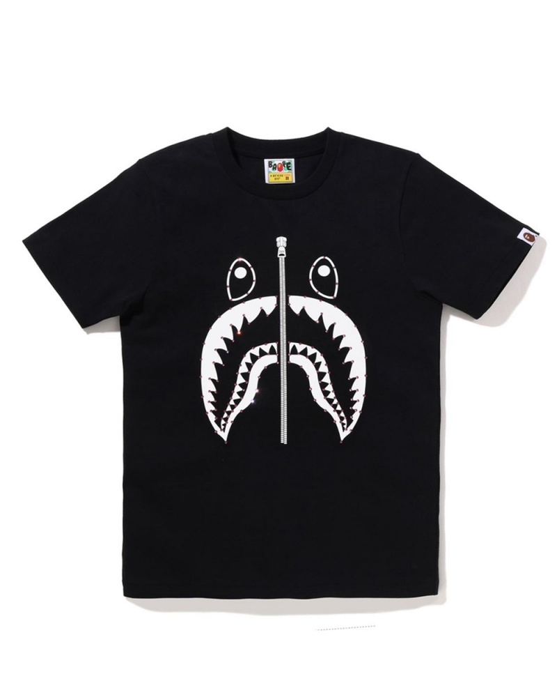 Bape Crystal Stone Shark Naisten T Paidat Mustat | NIJ-490816