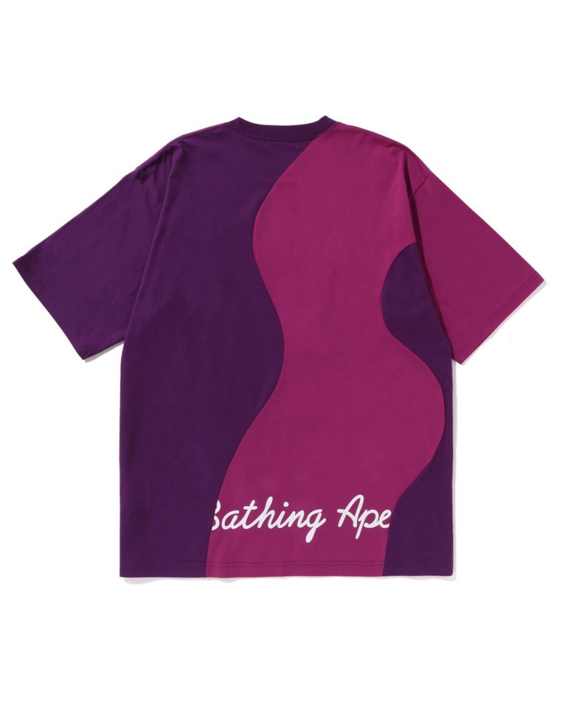 Bape Cutting College Relaxed Fit Miesten T Paidat Violetit | ITG-490268