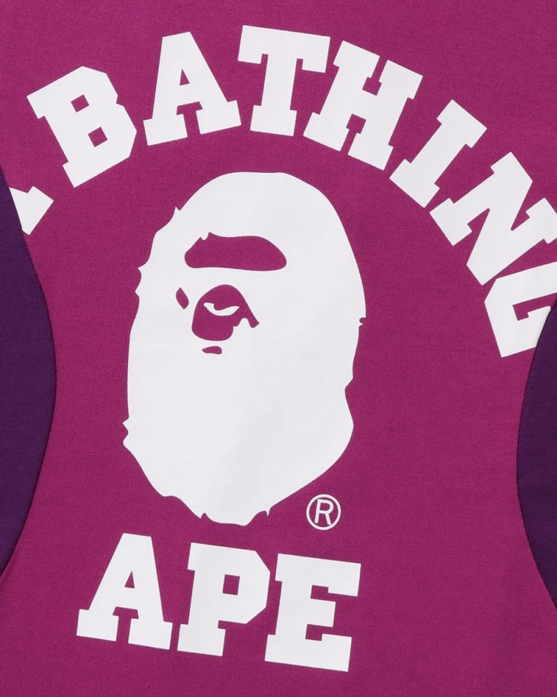 Bape Cutting College Relaxed Fit Miesten T Paidat Violetit | ITG-490268