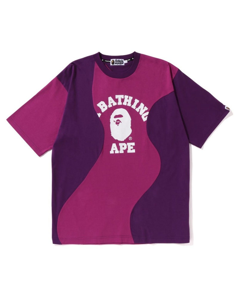 Bape Cutting College Relaxed Fit Miesten T Paidat Violetit | ITG-490268