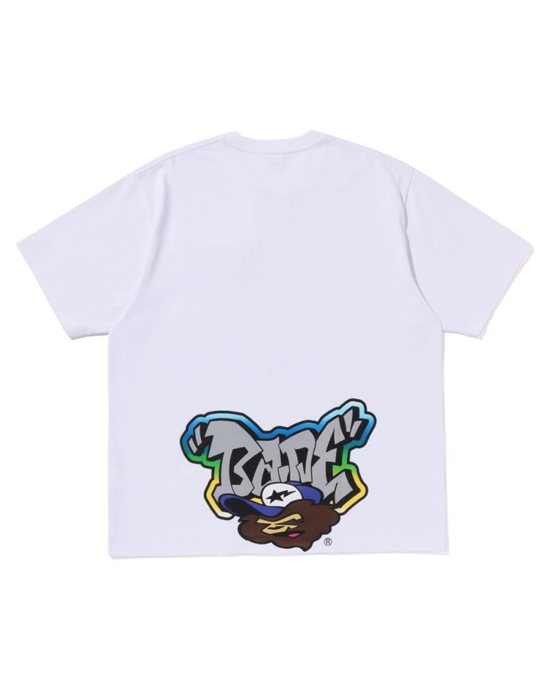 Bape Graffiti Brush Applique Miesten T Paidat Valkoinen | XWR-107386