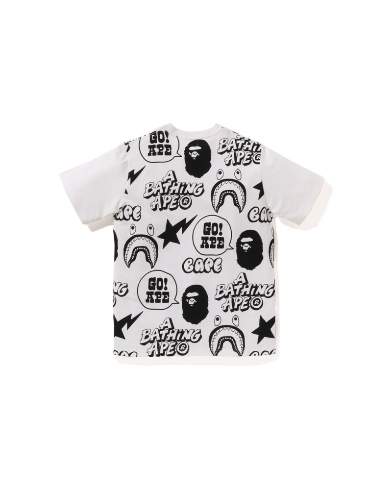 Bape Graffiti Pattern Jr Lasten Topit Valkoinen | SBO-592184