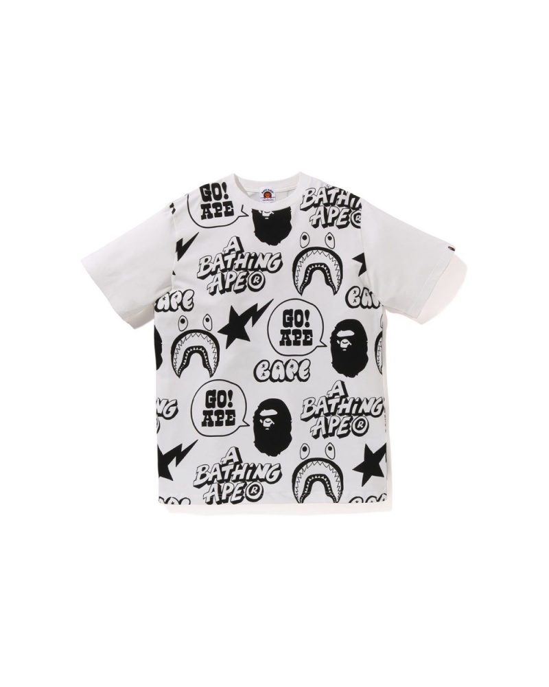 Bape Graffiti Pattern Jr Lasten Topit Valkoinen | SBO-592184