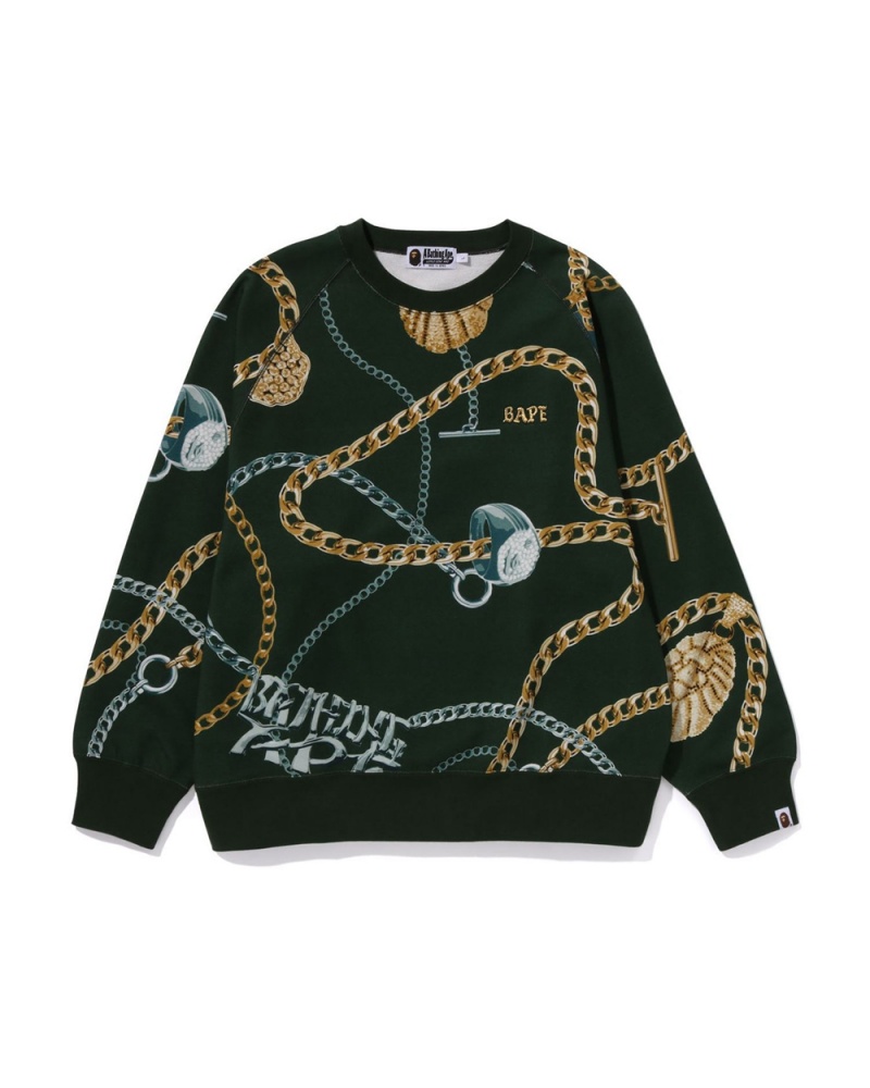 Bape Jewels Crewneck Miesten Collegepaita Syvä Vihreä | WYM-712398