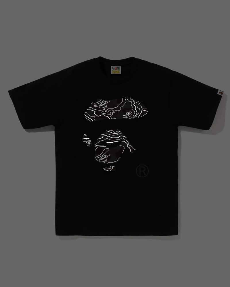 Bape Layered Line Ape Face Miesten T Paidat Mustat | QUR-814039