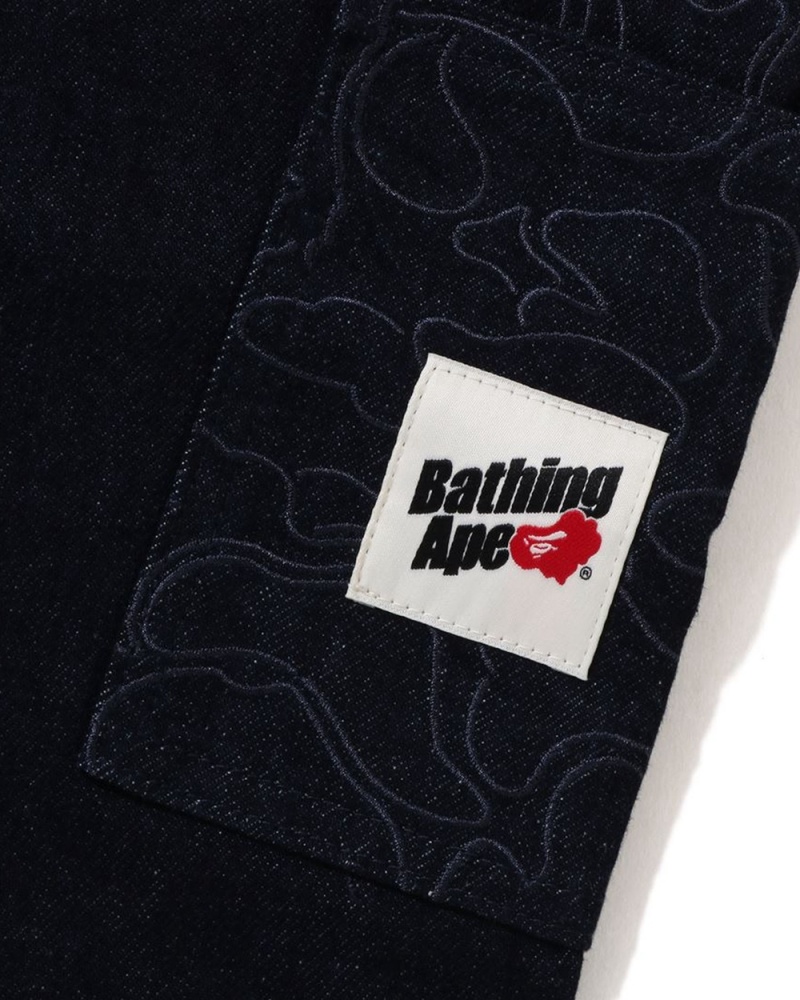 Bape Line Patch Denim Double Knee Työ Miesten Farkut Laivastonsininen Sininen | BZT-618593