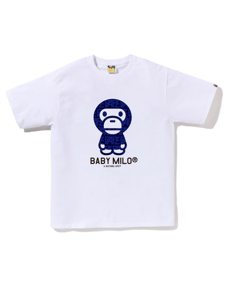 Bape Logo Monogram Baby Milo Miesten T Paidat Valkoinen | QFX-743612